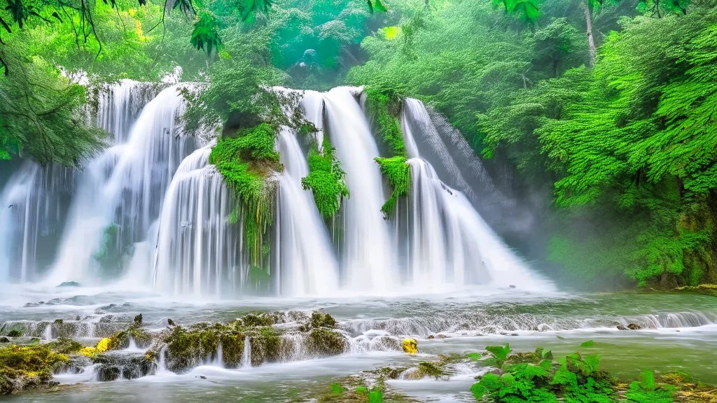 big water falls in a karstic rain forest