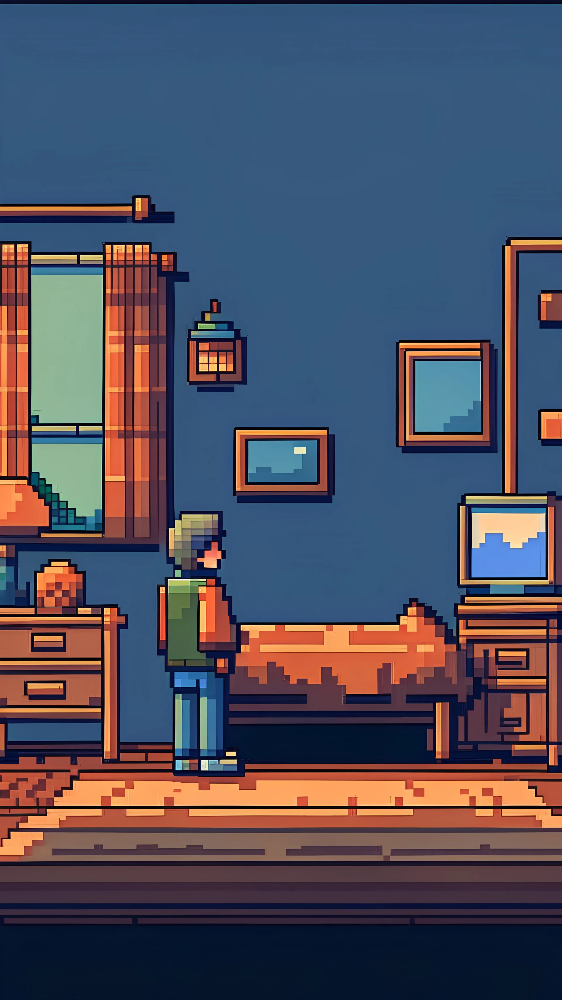 Make this into a 9:16 image (bit/pixel art style): A dad and a son walk into a room of a grandma sleeping peacefully