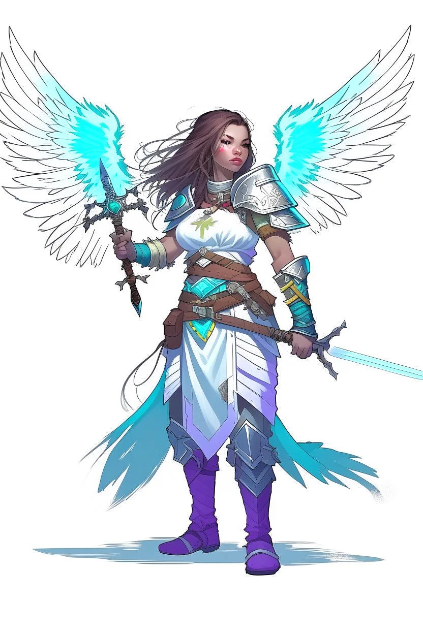 female aasimar barbarian with great sword dnd character