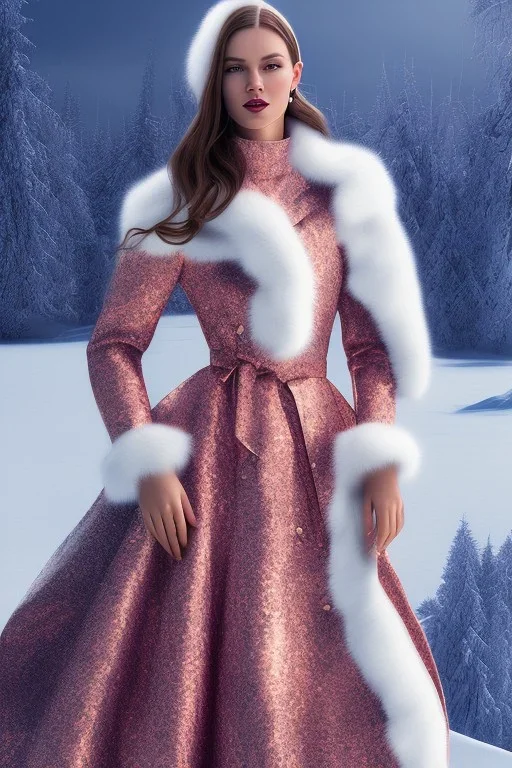 Wintertime Wonderland a Beautiful woman Hyperrealistic Digital Graphic in the Style of Jennifer Healy