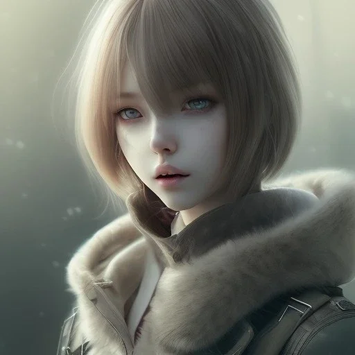 realistic anime waifu character, water color painting, in style of "left alive", perfect composition, beautiful detailed, intricate, insanely detailed, octane rende, trending on artstation, 8 k, artistic photography, photorealistic concept art, soft natural volumetric cinematic perfect light, chiaroscuro, award-winning photograph, masterpiece, oil on canvas, raphael, caravaggio, greg rutkowski, beeple, beksinski, giger