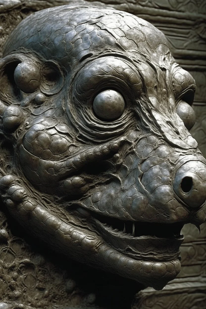 sculpture of rat face abstract grotesqueries, detailed texture, surreal , by hr giger and beksinski