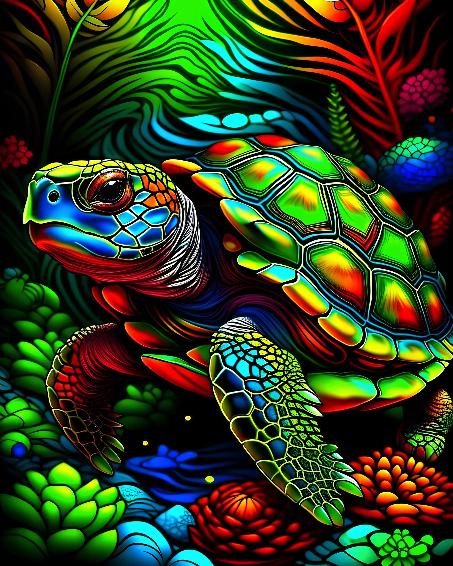 turtle , colorful page, coloer background, digital Art, perfect composition, beautiful detailed intricate insanely detailed octane render trending on artstation, photorealistic concept art, soft natural volumetric cinematic perfect light, chiaroscuro, masterpiece, oil on canvas, raphael, caravaggio, greg rutkowski, beeple, beksinski, giger, black and white still, digital Art, perfect coloer, read,green, blew,white, ((((colorful)))))