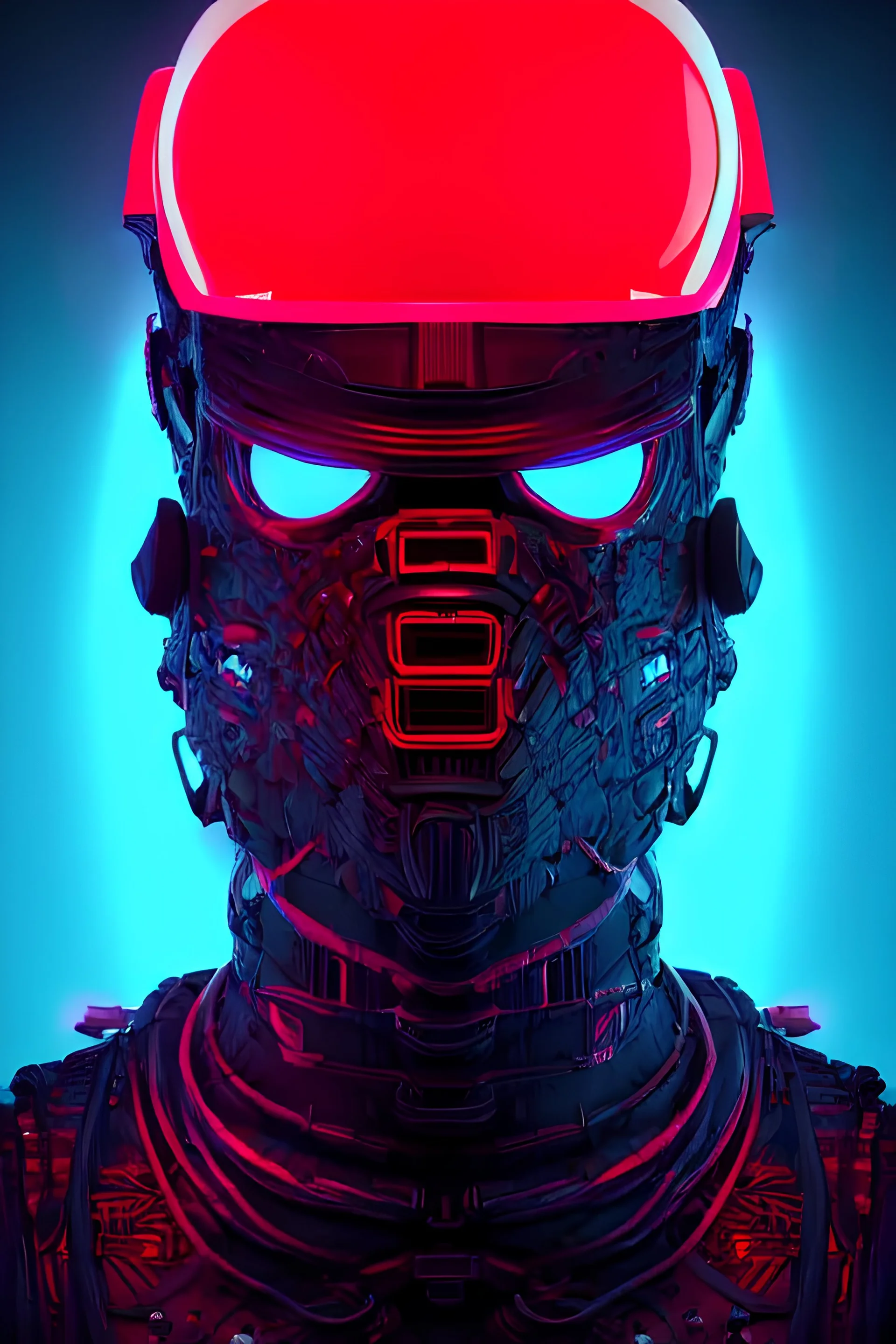 cyber punk, oni mask, 3 d render beeple, portrait, japanese neon red kanji, unreal engine render, intricate abstract, intricate artwork, beeple, octane render, epcot, shadows of colossus, glitch art, glitchcore, organic, forest druid, hellscape, futurescape, trending on artstation, greg rutkowski very coherent symmetrical artwork. cinematic, key art, hyper realism, high detail, octane render, 8 k, iridescent accents, albedo from overlord, the library of gems, intricate abstract.