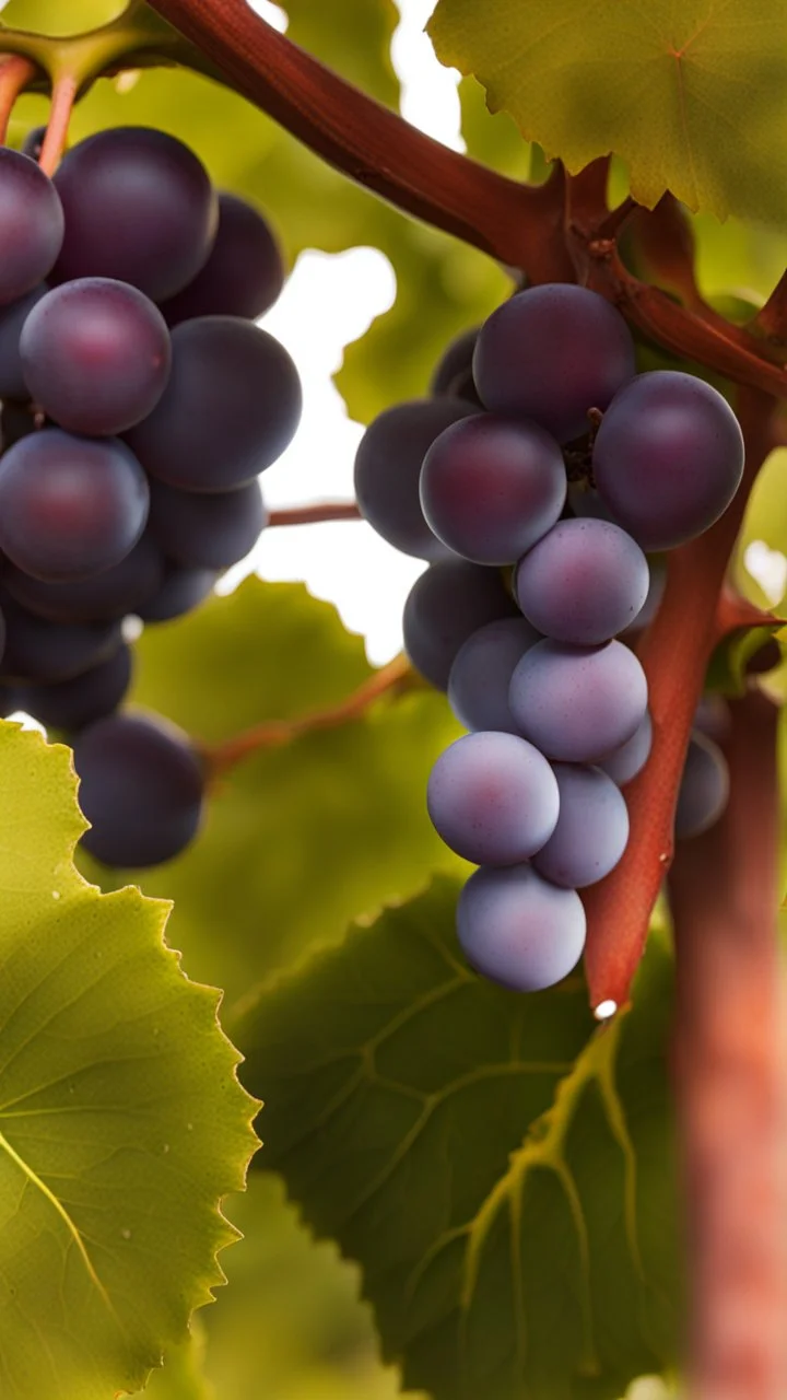 juicy grapes hanging high above.