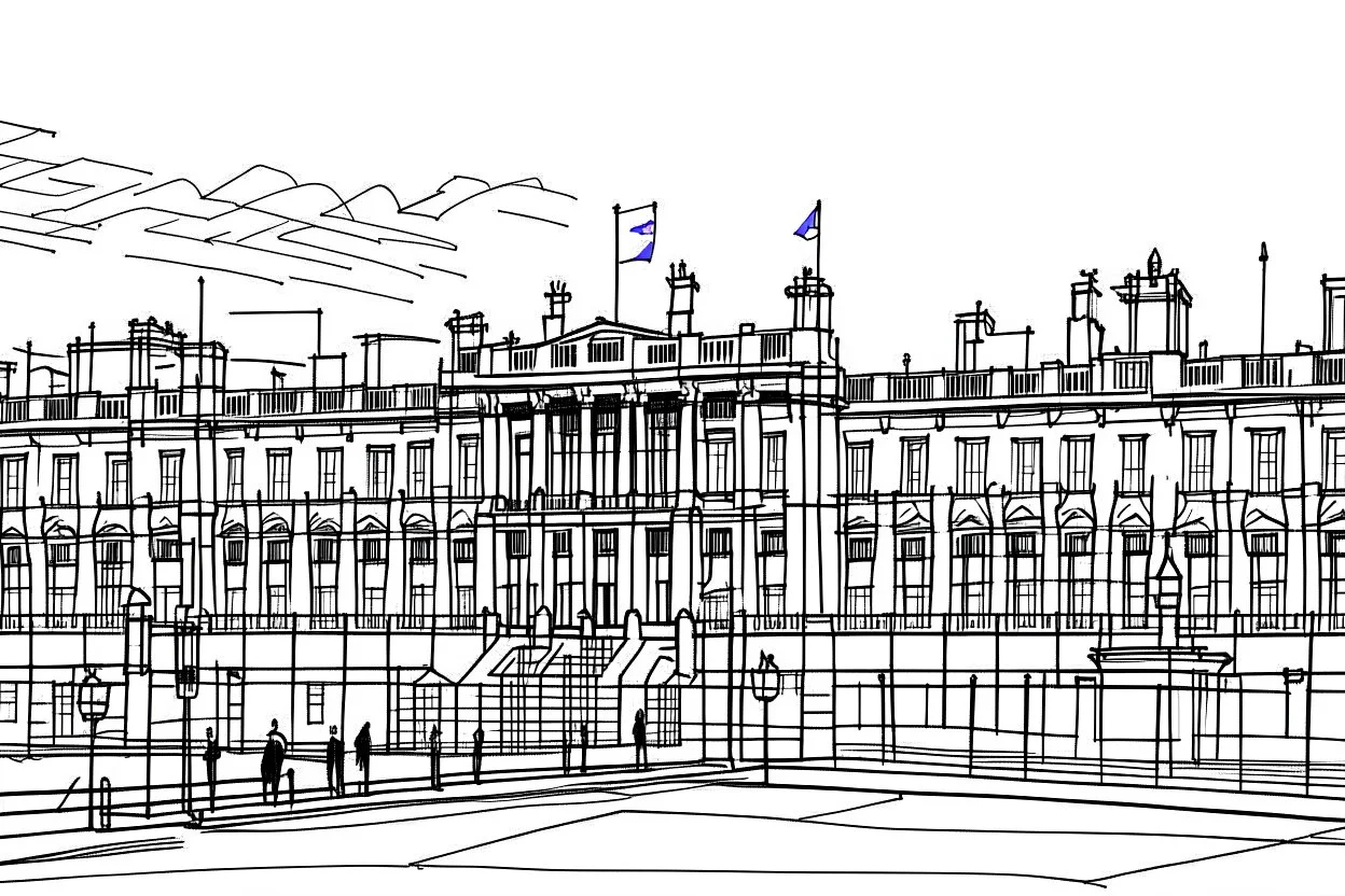 Urban sketch of Buckingham palace