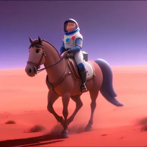 Riding horse astronaut mars