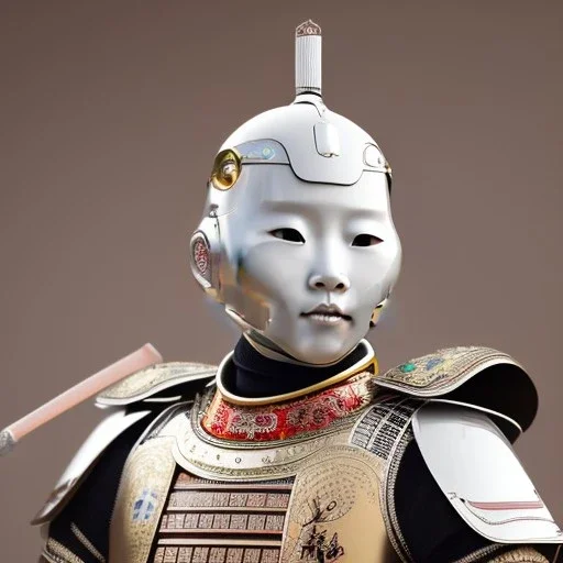 beautiful transparent smooth realistic japan robot samurai with cat face, extremely sharp detail, finely tuned detail, ultra high definition, 8k, unreal engine 5, ultra sharp focus, accurate hands