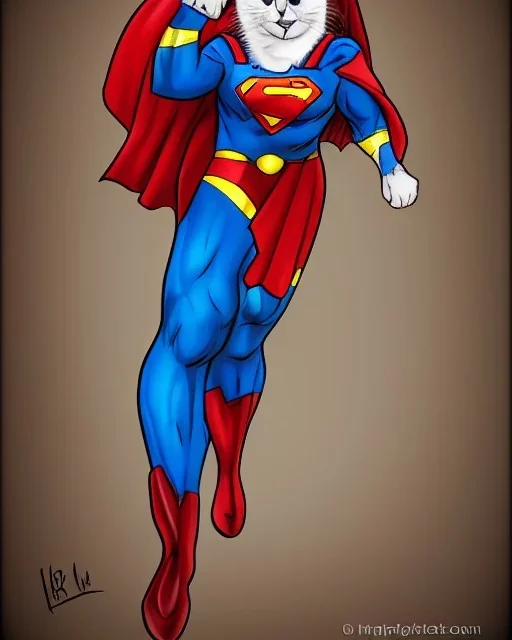 Realistic Portrait of a cat as superman in comic book style