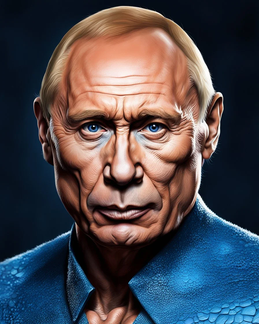 Vladimir Putin como Hombre de Neandertal moderno, calidad ultra, hiperdetallado, colores complementarios