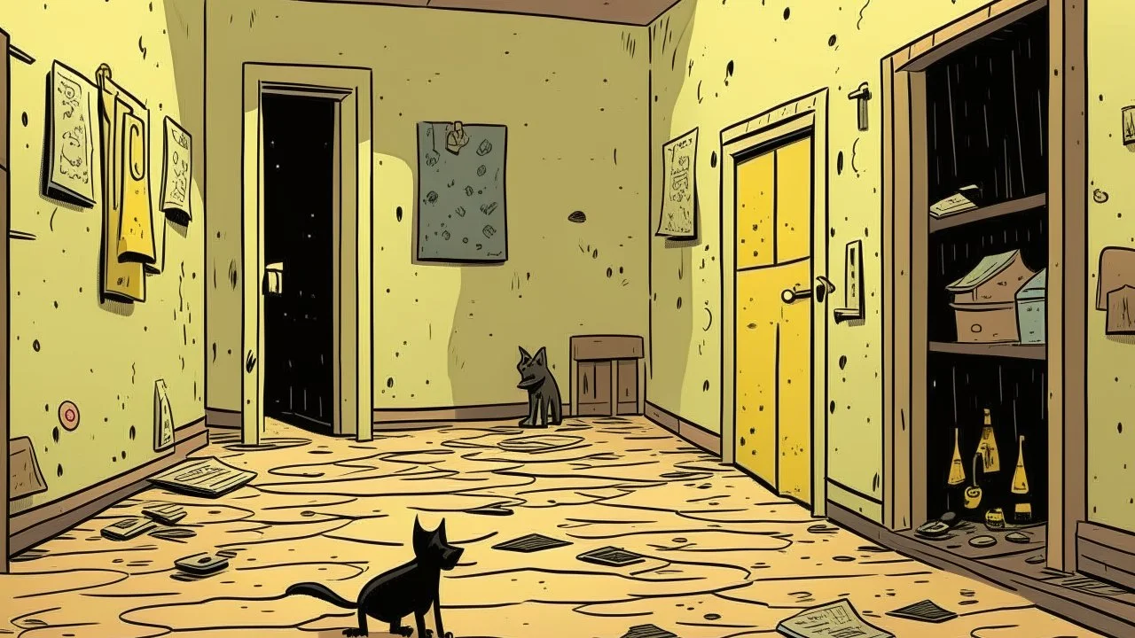 Underground comix, An empty room with a dog and holes in the walls