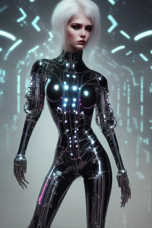 cyberpunk, black latex body, women, body portrai, big boobs, highlight eyes perfect, skin, tron, cyborg, perfekt sexy, real, dream, hr giger