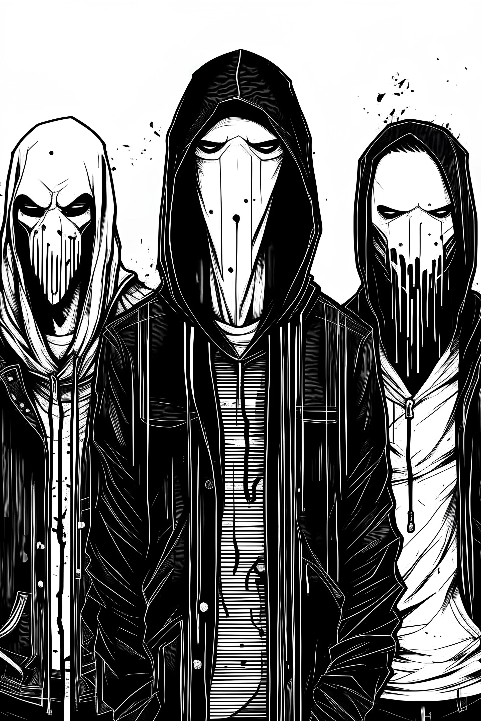 Anti ministers punk rock style black and white no face drawing