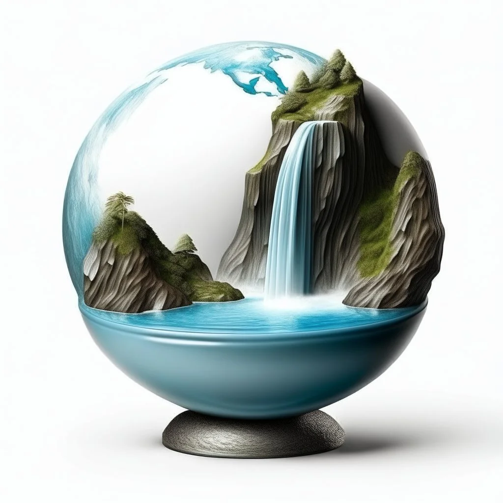 realistic globe with waterfall