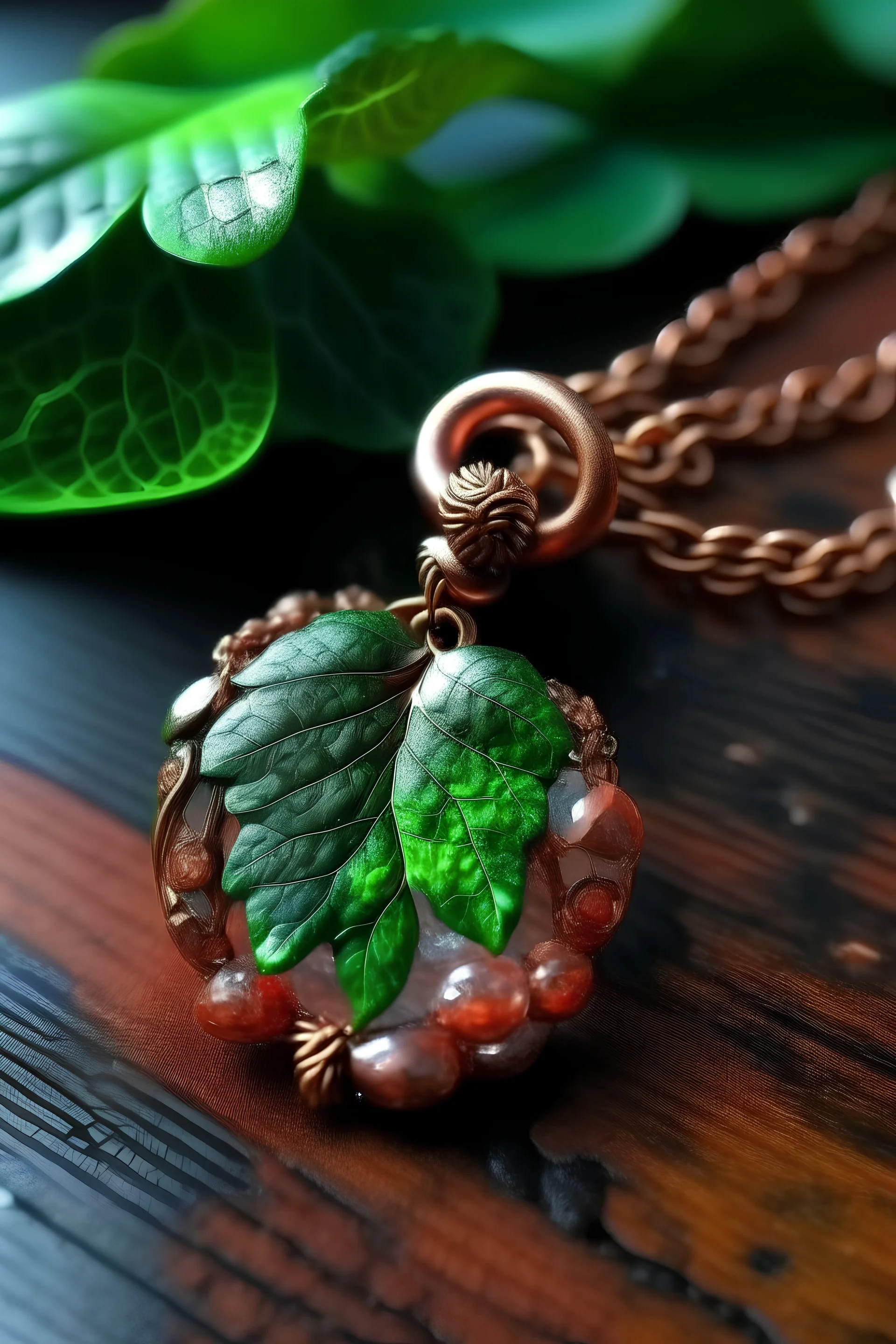 Combination of a small crytal with a young strawberry leave Electroformed together to create the most wonderful pendant in the world