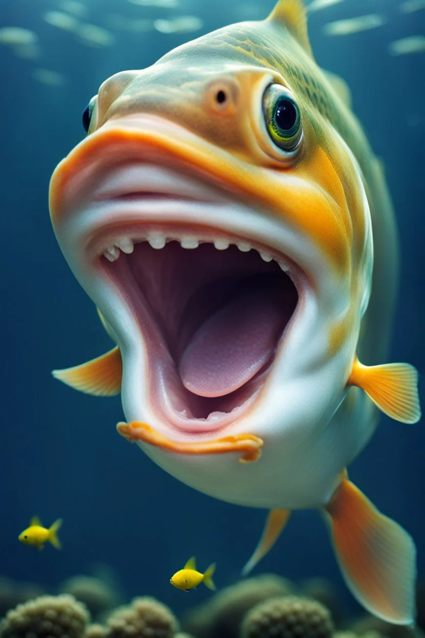 one fish with human smile