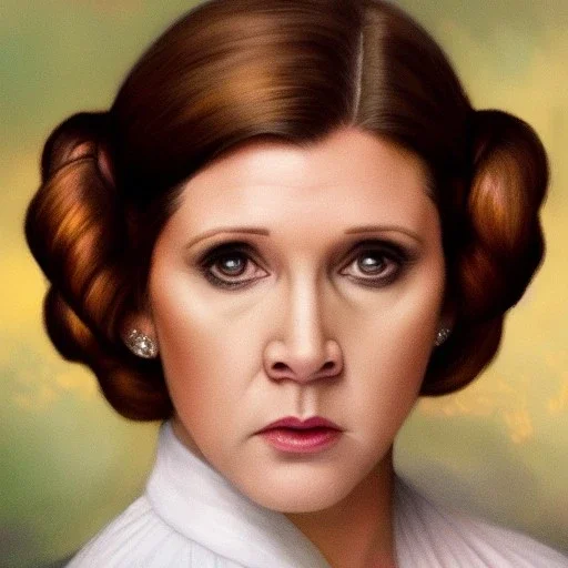 [[extrem stunning photorealistic Carrie Fisher as Princess Leia]] :: [[photorealistic brown eyes, short hair, head and shoulders portrait, 8k resolution photorealistic portrait by Greg Rutkowski, Artgerm, WLOP, Alphonse Mucha, dynamic lighting, hyperdetailed, intricately detailed, triadic colors]]