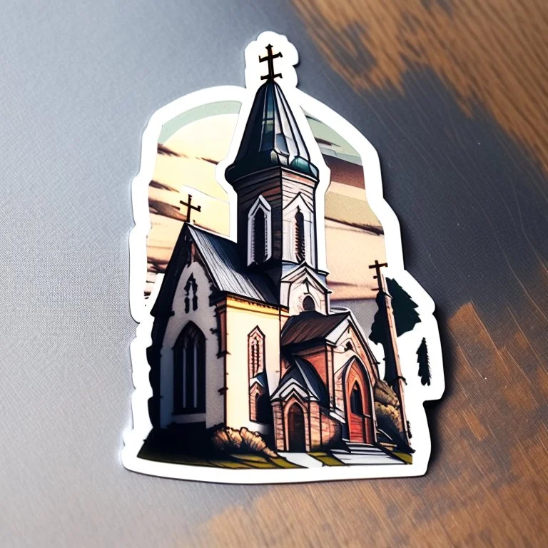 sticker of a church