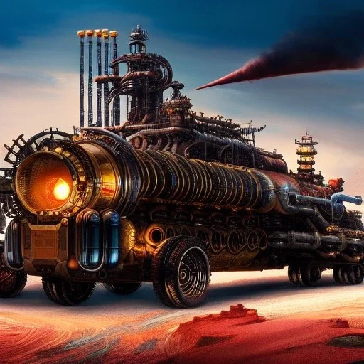 fullbody Drawing of 'sketch of steampunk Vehicles as in the movie mortal engines(2018)',intricate detail,andrea bonelli,Kilian Eng,Ohrai,evan lee,Aleksandr Sidelnikov,KyuYong Eom,three quarters frontal aerial view,toned colors,32k