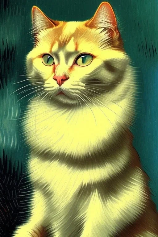 Portrait of a cat by Van Gogh