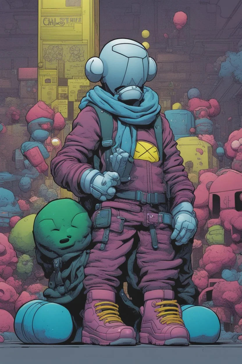 cyberpunk chistmass comic book hero character by kaws