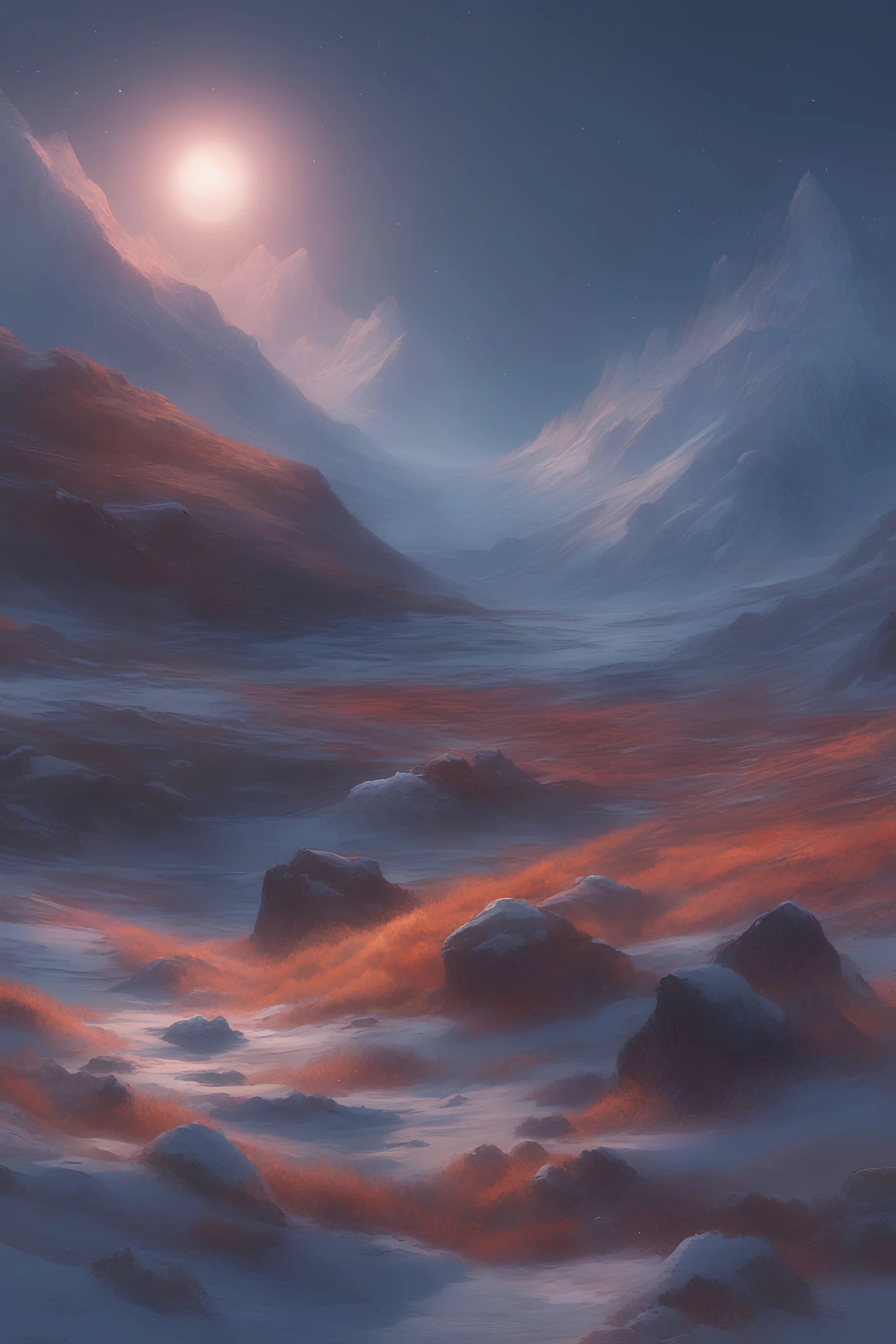 Night tundra landscape in the arctic, digital art, concept art, magic fantasy, vibrant colors, high contrast, highly detailed, 8k, andreas rocha, sylvain sarrailh, darek zabrocki, finnian macmanus, dylan cole, liang mark, albert bierstadt, sung choi, peter mohrbacher, greg rutkowski