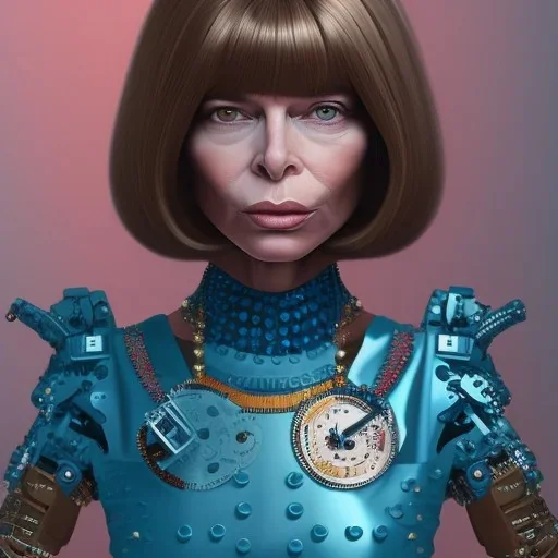 anna wintour, lego , steampunk, oil painting