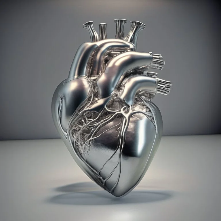 stainless steel human heart formed by human flesh