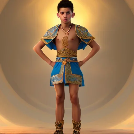 beautiful 12 year old arabic boy with curly hair and light blue eyes dressed in loincloth