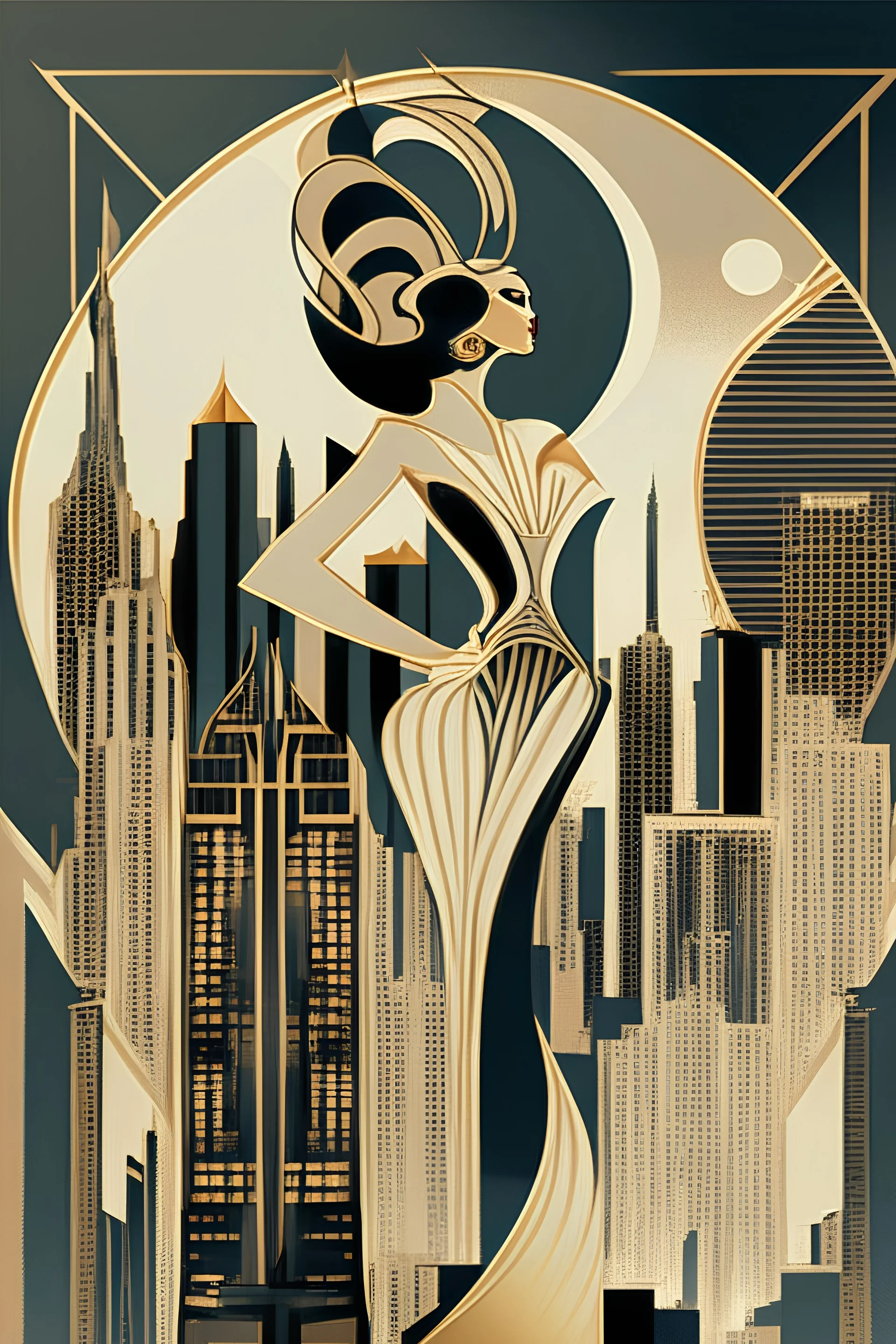 Dallas skyline style of erte