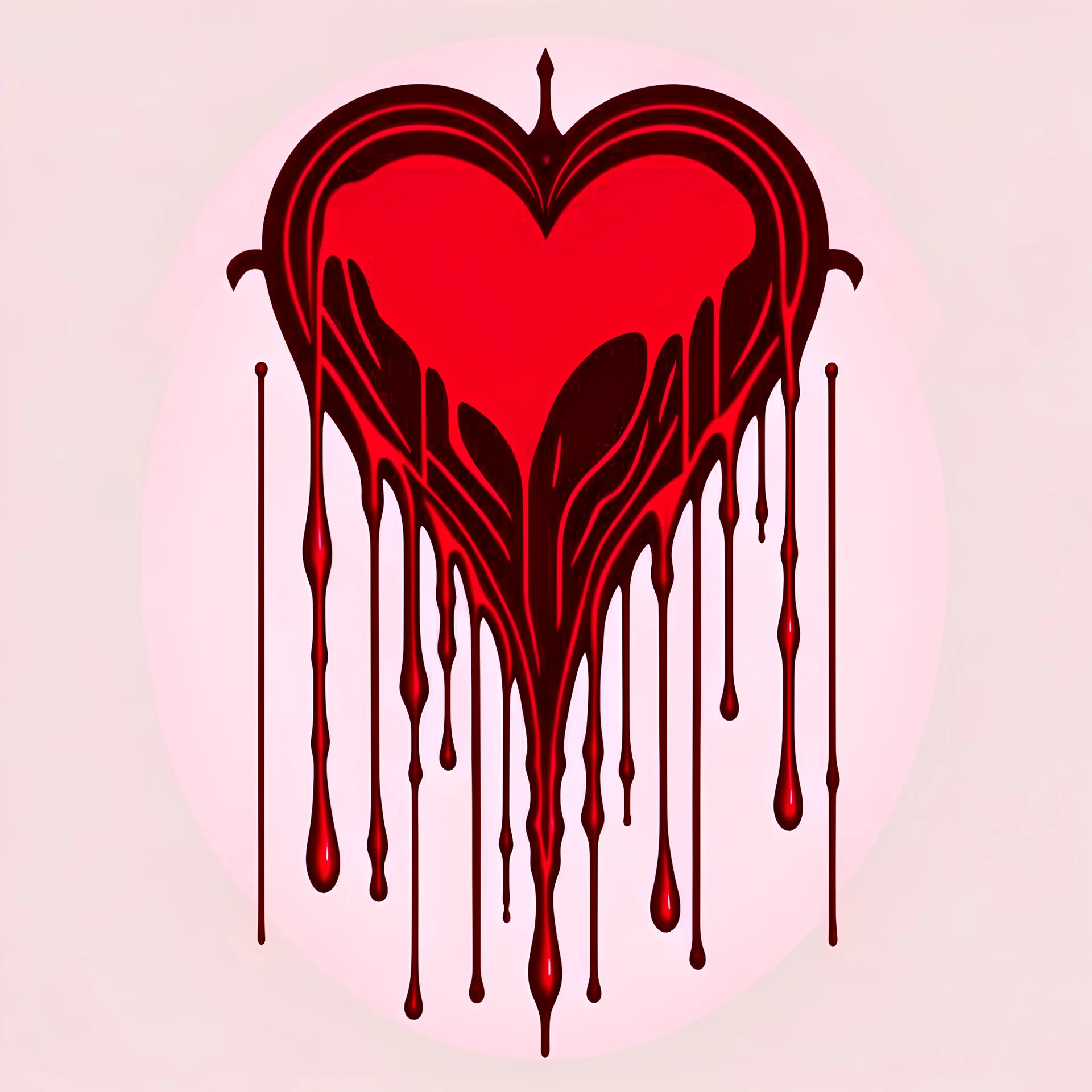 A simple line drawing of a heart dripping with blood