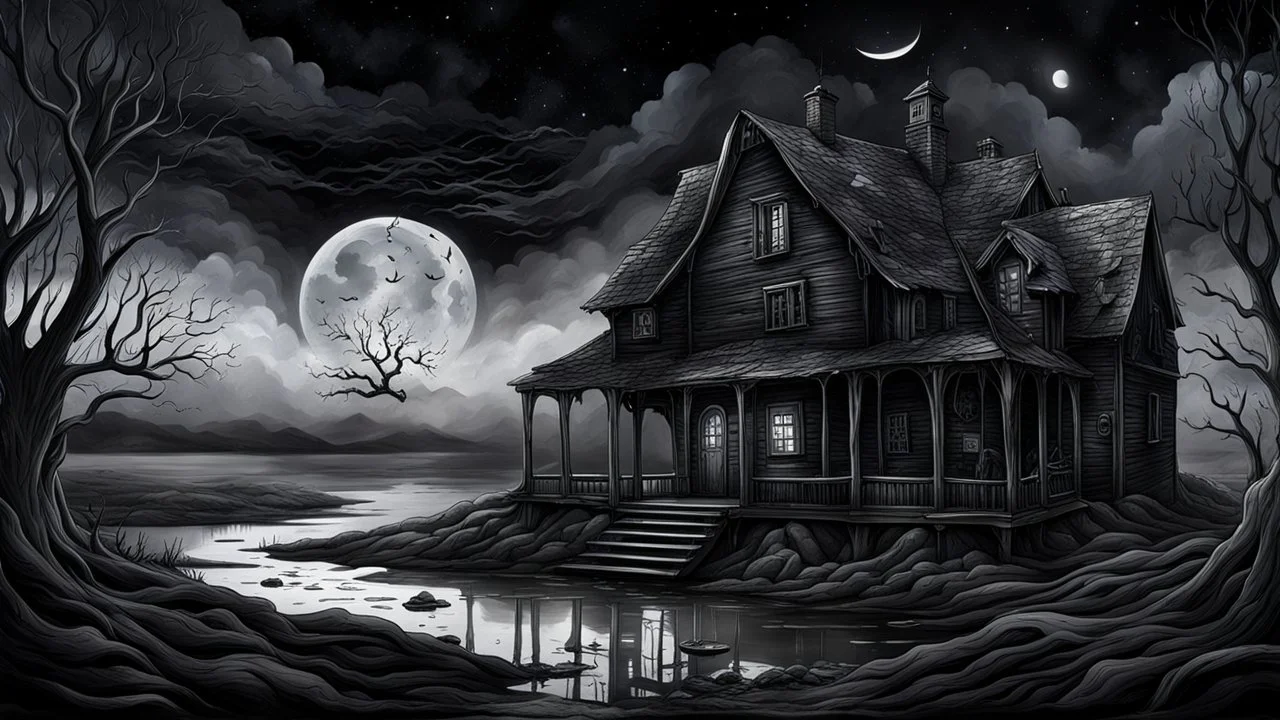 Melancholy theme picture. néha megállok az éjen, s kibámulok a hideg űrbe, s valami nagyon fáj szivemnek, valami nagy dologra szűkbe. Mert nincs meg a kincs, amire vágytam, a kincs, amiért porba feküdtem, s itthon vagyok ebben a házban, s itthon vagyok ebben a bőrben. detalied, gloomy, and surreal vibe. dark colors, cinematic