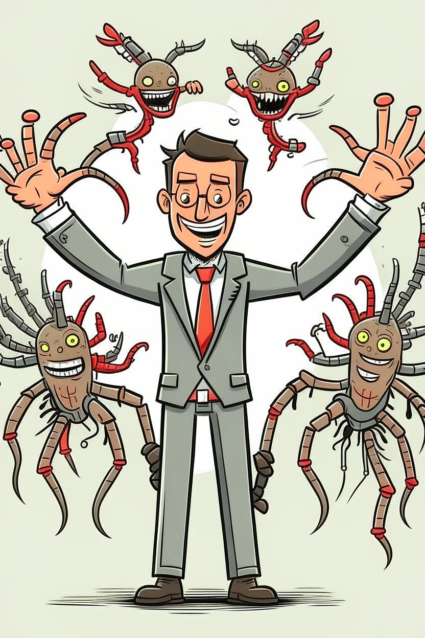 a happy boss with 8 arms
