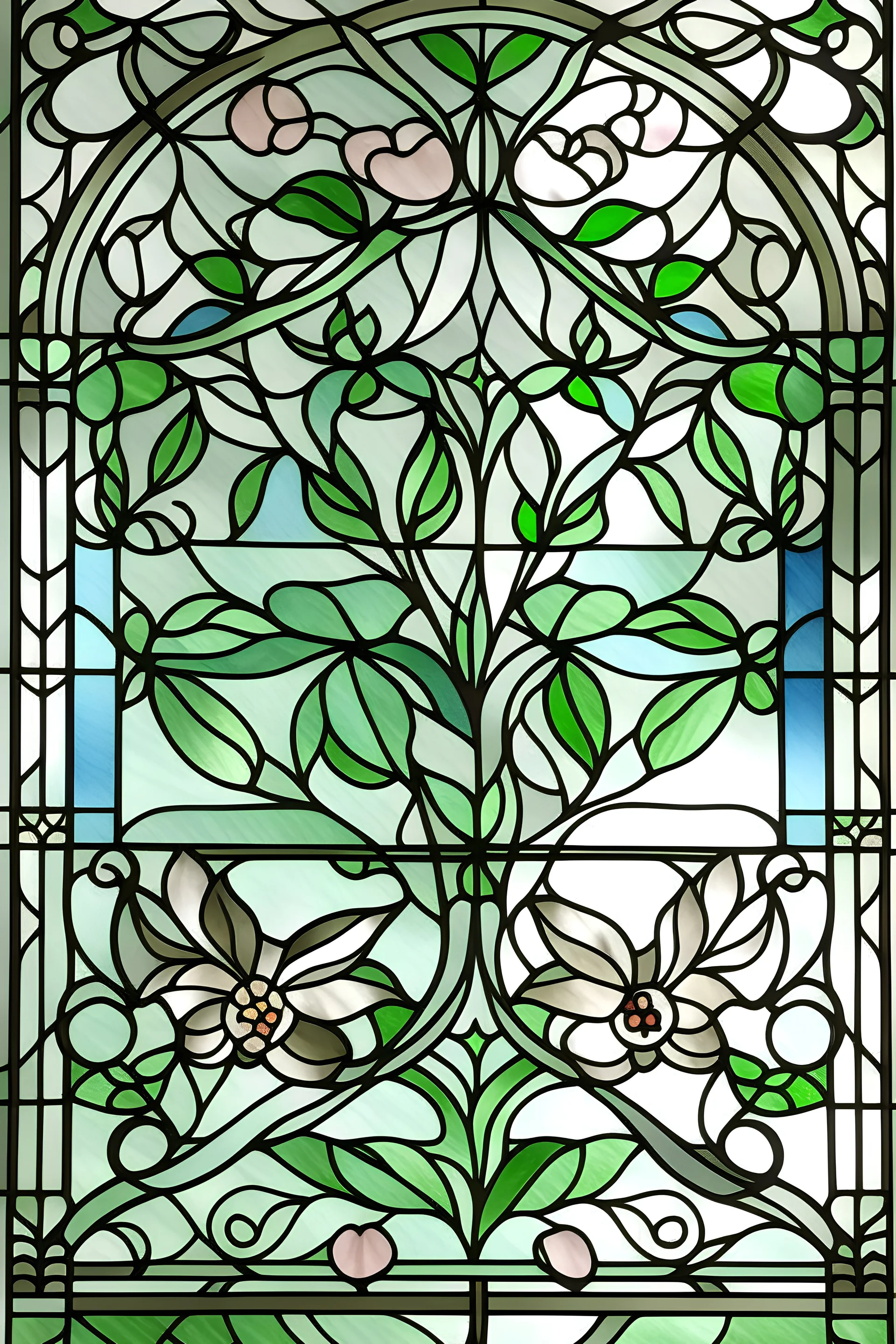 Stain glass of flowers and vines