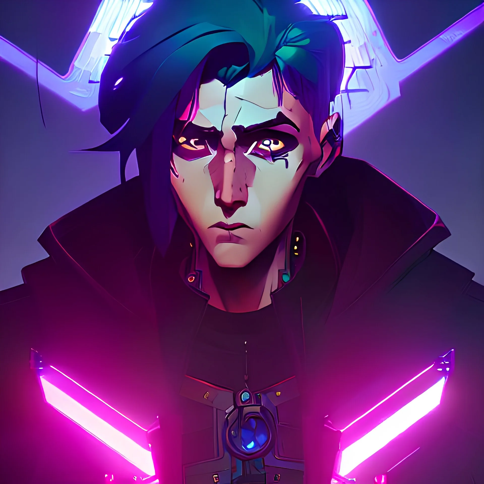 cyberpunk heaven, comic book style, mixtape art, album cover, amplifier, music, neon
