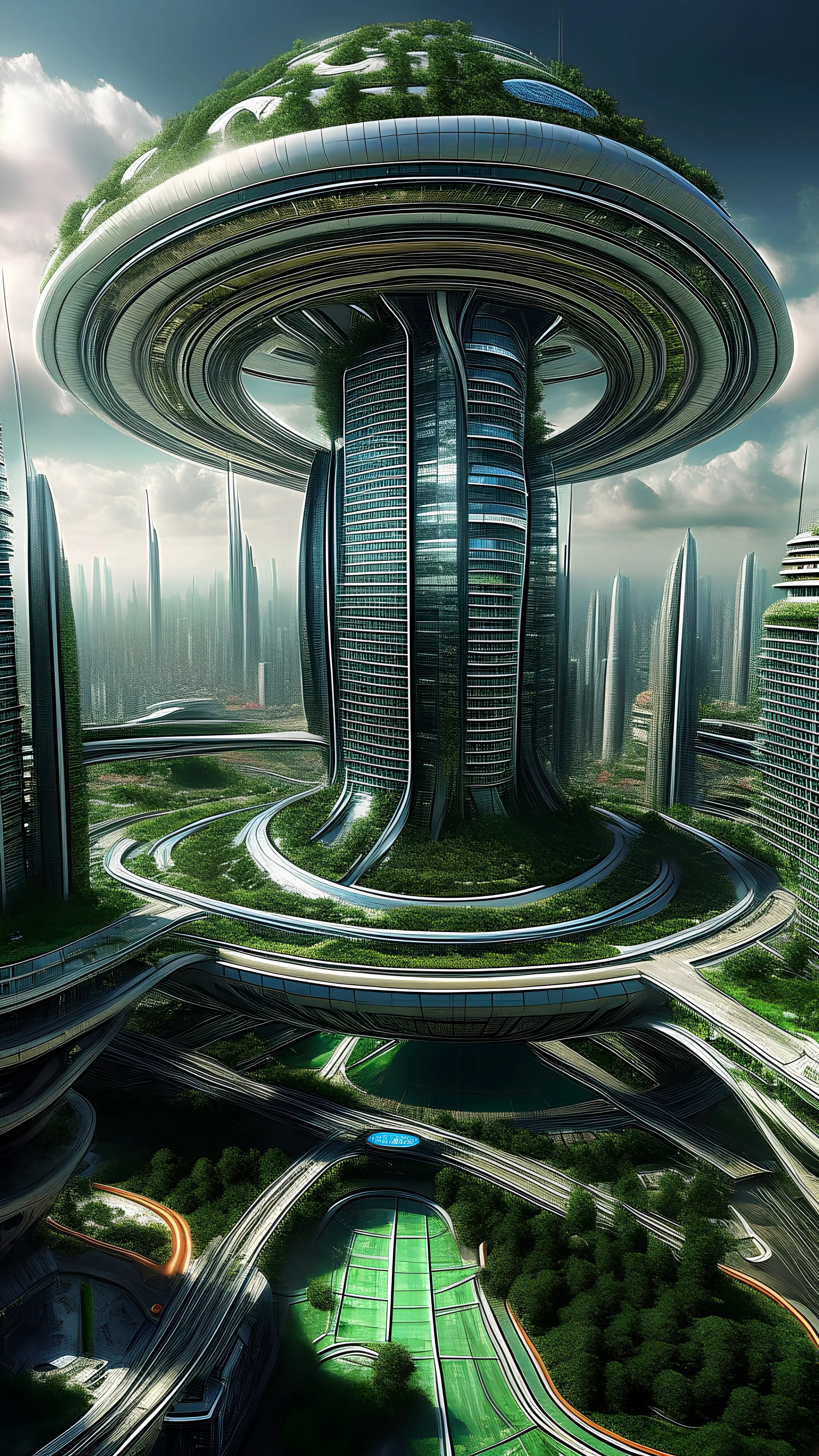fuuturistic megapolis with center