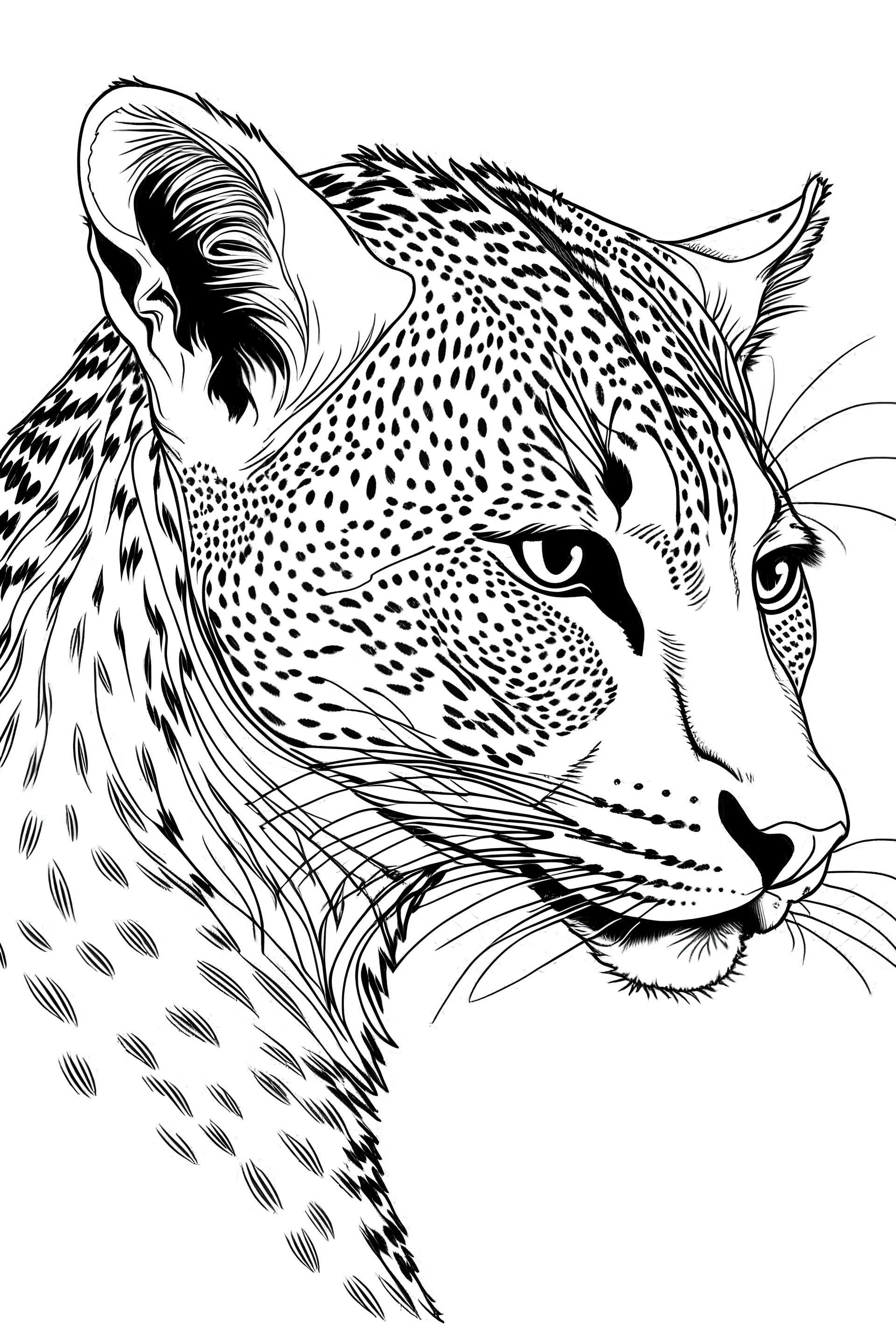 cute cheeta coloring pages, black and white, minimal, clear line art