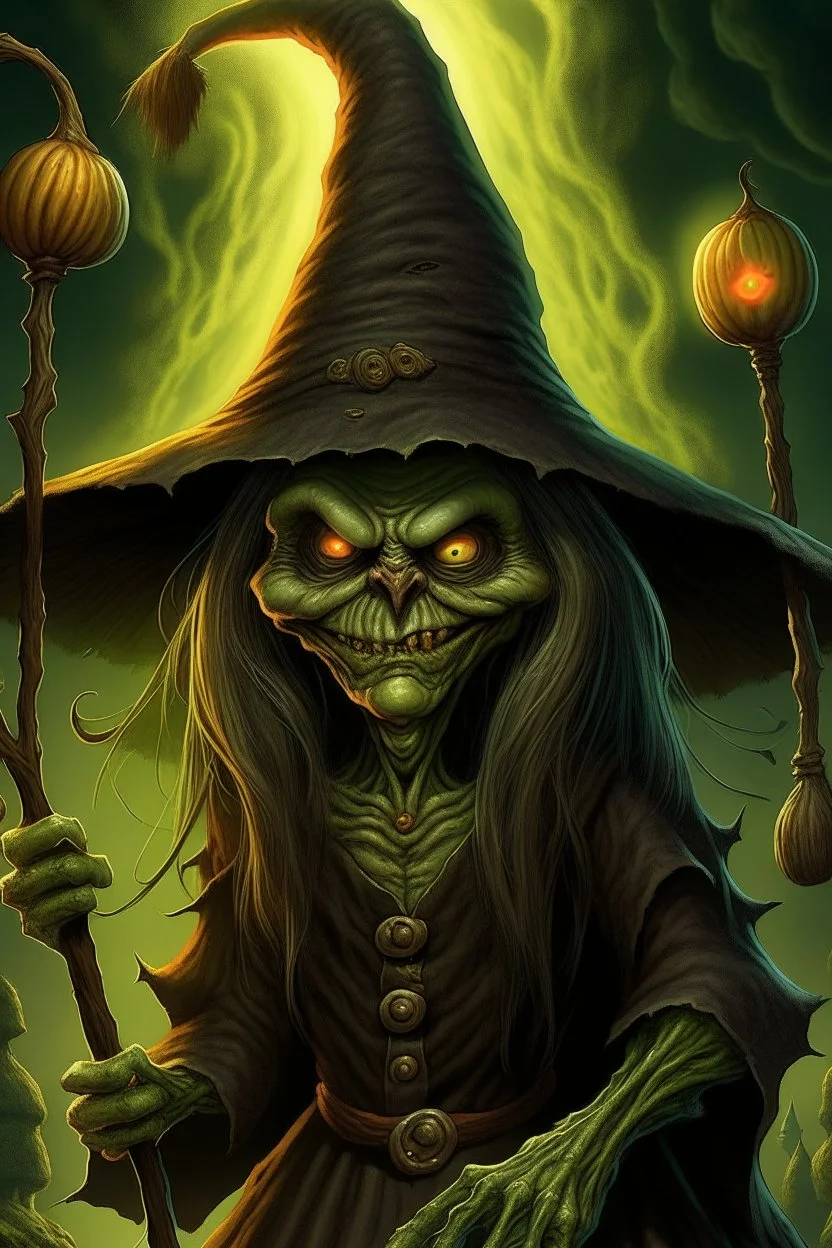 Goosebumps art of Halloween witch by Tim Jacobus