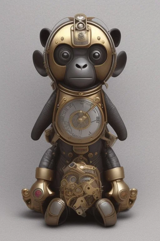 small cute steampunk mechanical monkey