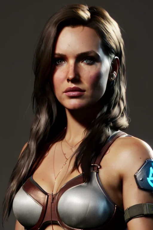 portrait stomatch and face, camilla luddington abandoned, big busty, T-shirt lara croft clothes