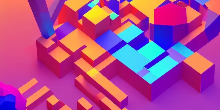 3D colorful geometric installation, simplistic, studio lighting, C4D, 16k, Behance, Artstation, centered, top down camera, vibrant