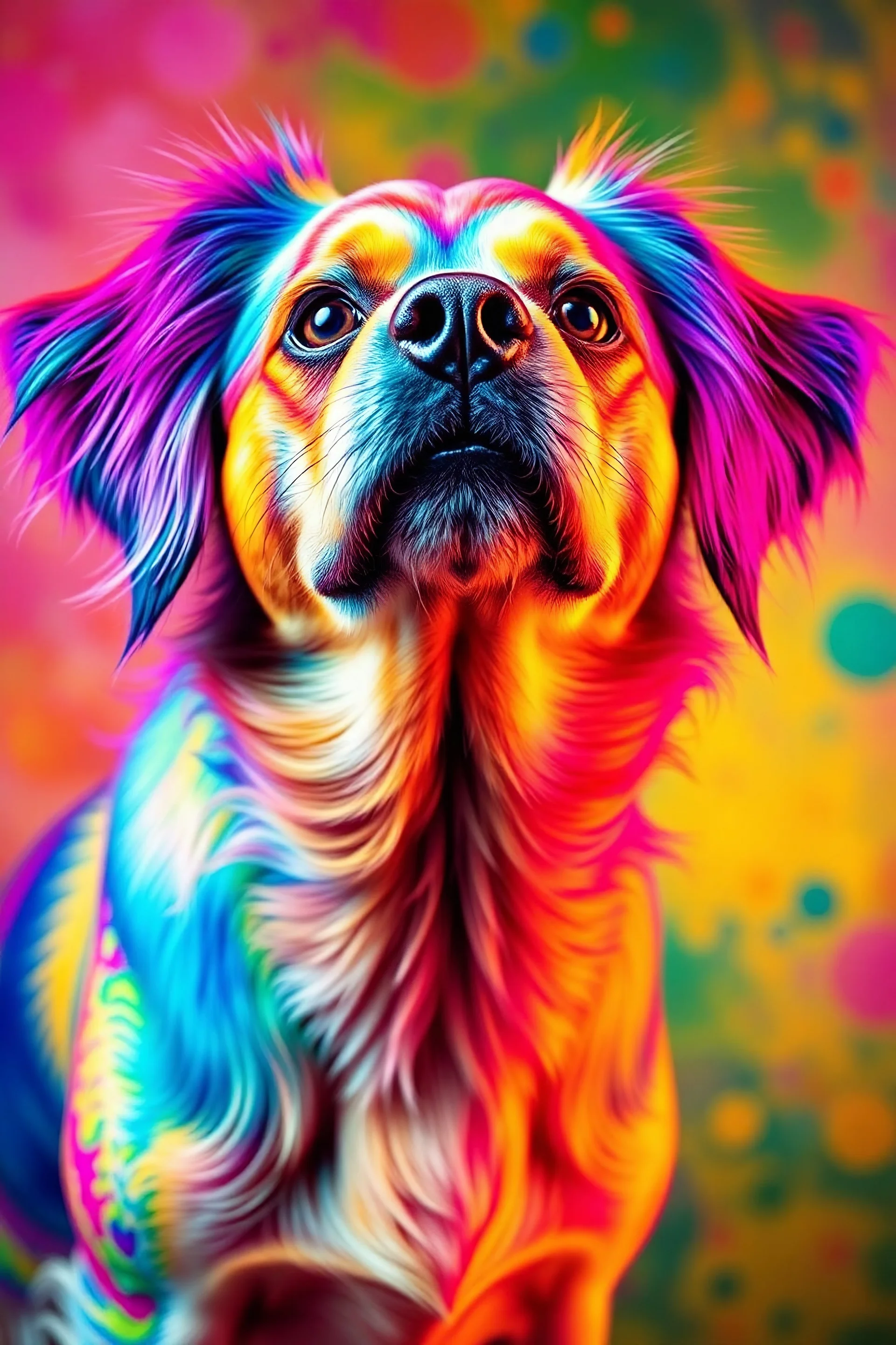 psychodelic dog in vibrant colors