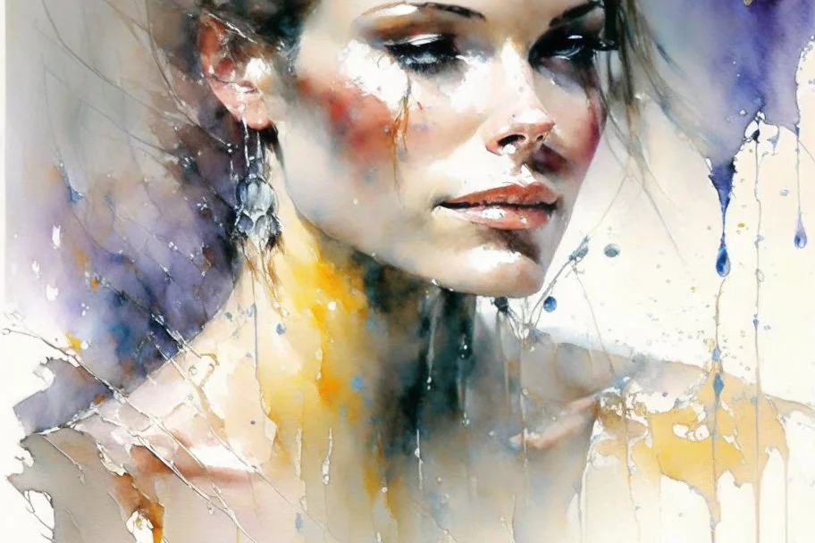 portrait by Willem Haenraets, watercolor, wet on wet and splattering techniques, centered, perfect composition, abstraction, surrealism