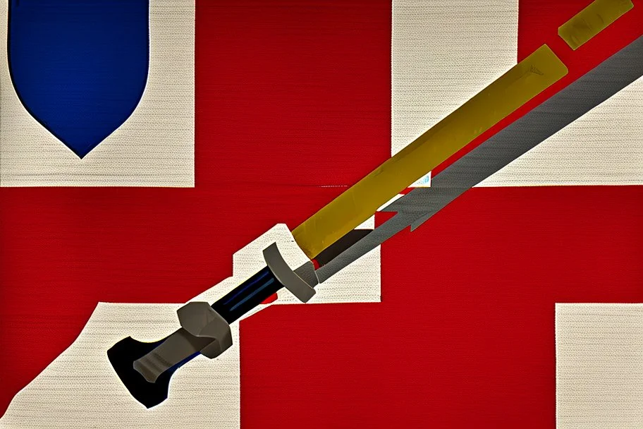 flag of with a wrench and a staff