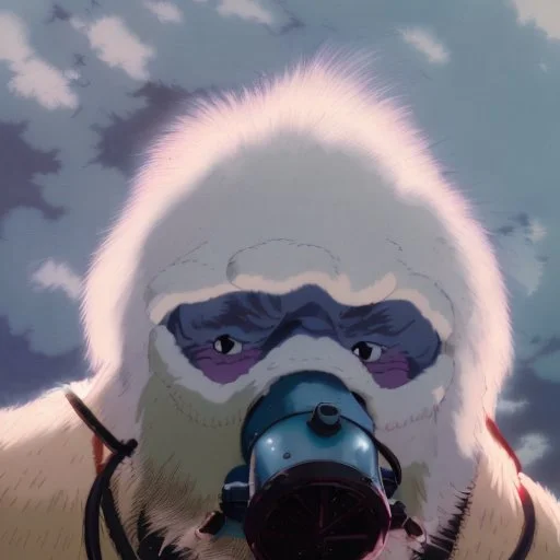 A Yeti with a gas mask