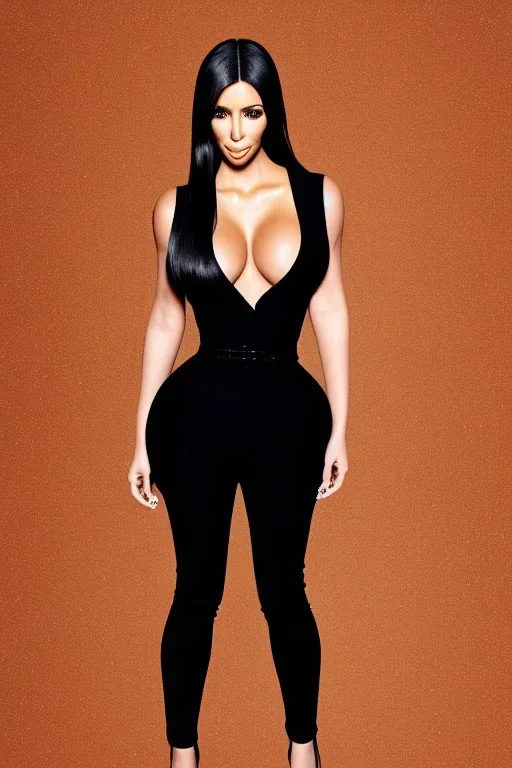 full body, Kim Kardashian, identify face, animal skin clothing , big busty ,8k quality