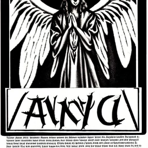 Angel code prophecy name words black and white Satan card