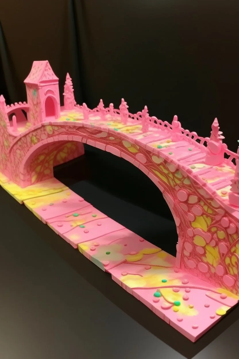 A light pink mystical bridge made out of candy painted by Vincent van Gogh