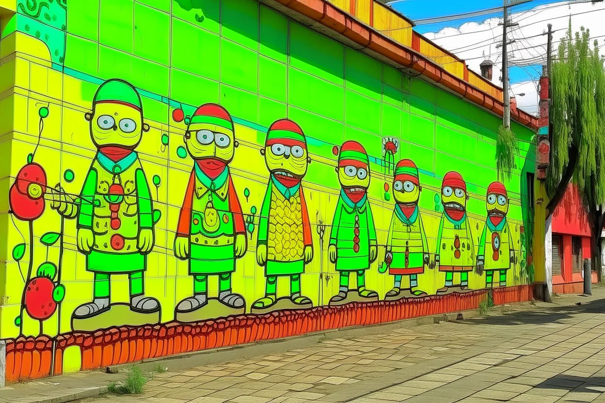 Street art in the style of Os Gemeos