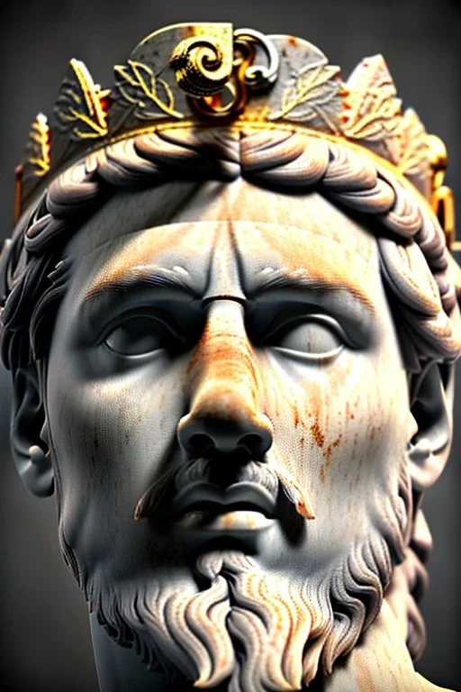 Ultra Realistic image, Roman sculpture, white marble material, Lionel Messi, semi profile, gold Laurel leaves wreath, god crown, baroque ornaments, one gold star in heart, sun ornament, sun rays background, chisel style, waist up portrait, emperor style, epic, celestial, cinematic lighting, God light, god rays, 4k resolution, smooth details, ornate details, soft lighting, unreal engine 5, art station, substance 3d.